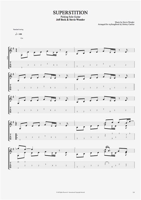 Superstition by Stevie Wonder - Picking Solo Guitar Guitar Pro Tab | mySongBook.com