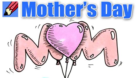 How to Draw Mom in Mother's Day Balloons - YouTube