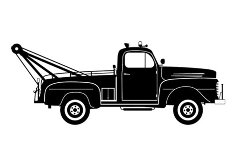 Silhouette Flatbed Tow Truck Vector, Sticker Clipart Tow Truck In Flat Style On White Background ...