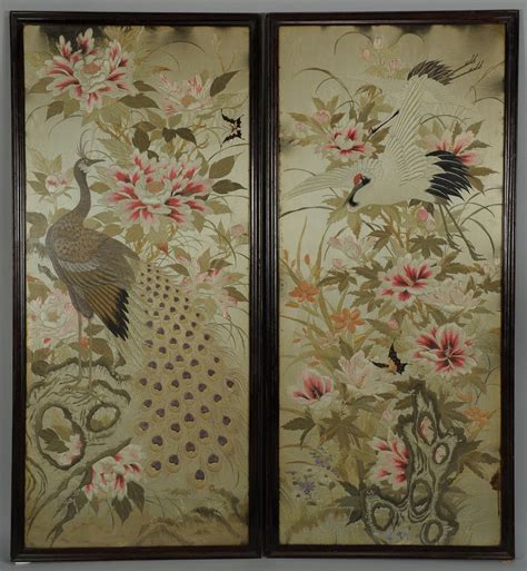 Lot 23: Pair of large Chinese Silk embroidery panels | Vietnam art ...