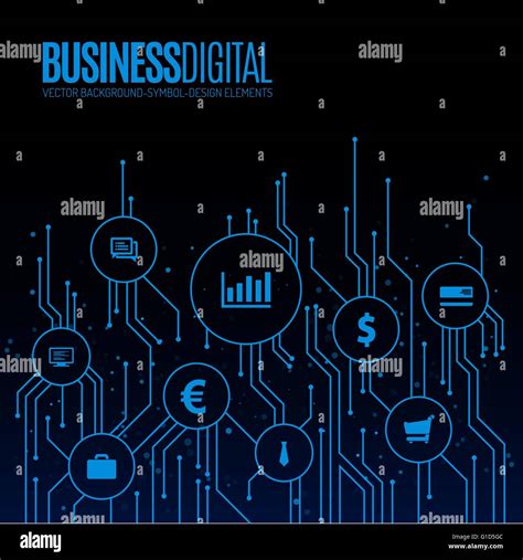 Digital lines with bubbles for business symbols. Technology vector ...