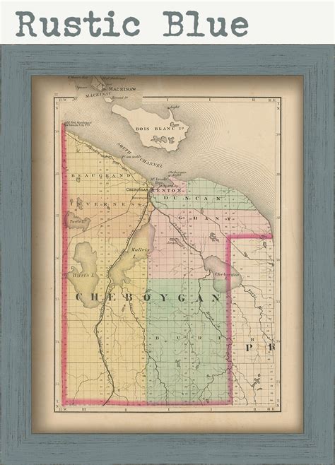 CHEBOYGAN COUNTY, Michigan 1873 Map - Replica or Genuine ORIGINAL