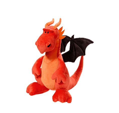 Cute and Soft Red Dragon Plush with Black Wings