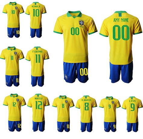 Neymar Brazil National Team 2018 World Cup Football Soccer Suits Jersey ...