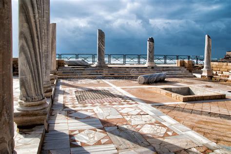 Caesarea Park of Ruins, Israel Stock Image - Image of building, ancient ...