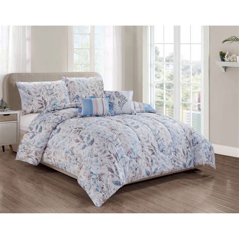 Tilden 5-Piece Reversible Comforter Set, Full/Queen, Light Blue | At Home