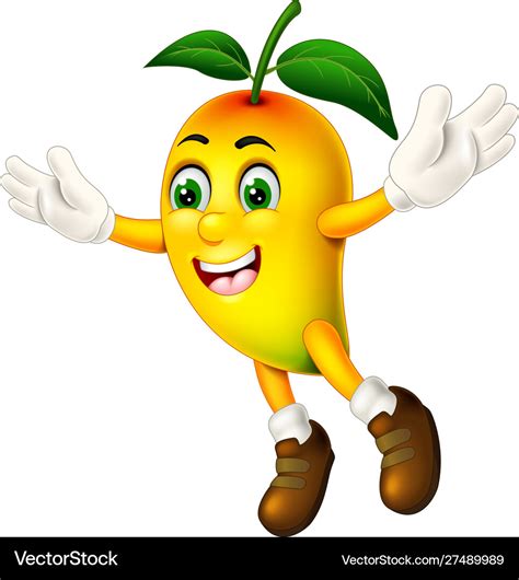 Funny yellow mango cartoon Royalty Free Vector Image