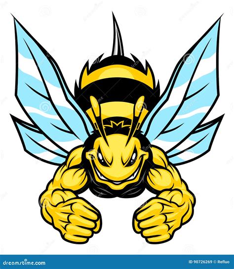 Strong bee mascot stock vector. Illustration of wasp - 90726269