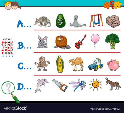 First letter of a word educational game for kids Vector Image