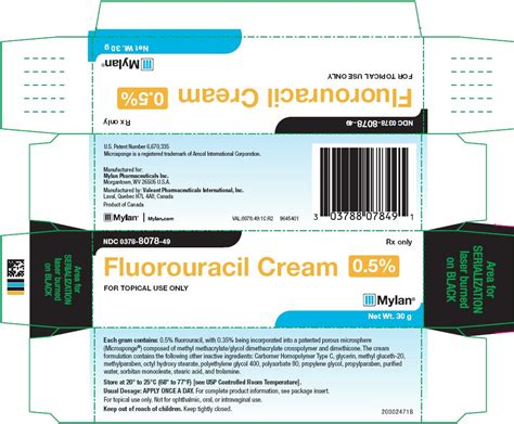 Fluorouracil Cream, 0.5% FOR TOPICAL DERMATOLOGIC USE ONLY NOT FOR OPHTHALMIC, ORAL, OR ...