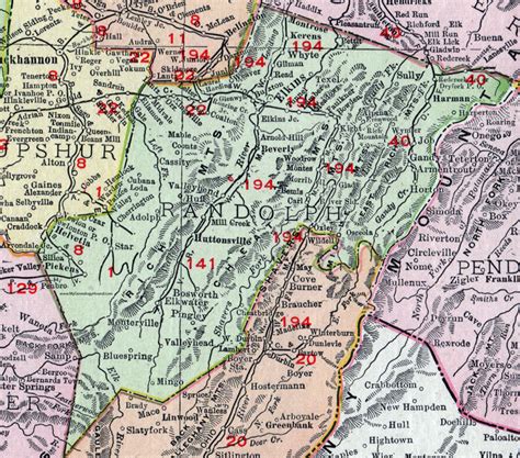 Randolph County, West Virginia 1911 Map by Rand McNally, Elkins ...