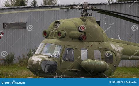 Old Helicopter. Group of Helicopters in the Open Air. Stock Photo - Image of material, layout ...