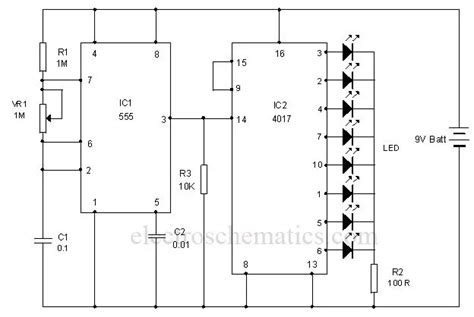 LED Chaser Circuit and Project | ElectroSchematics.com