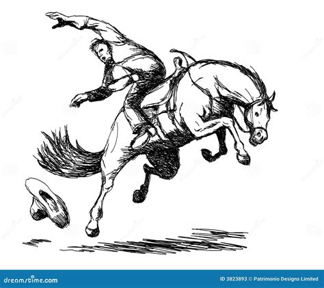 Cowboy Riding A Bucking Bronco Stock Image | CartoonDealer.com #3214891