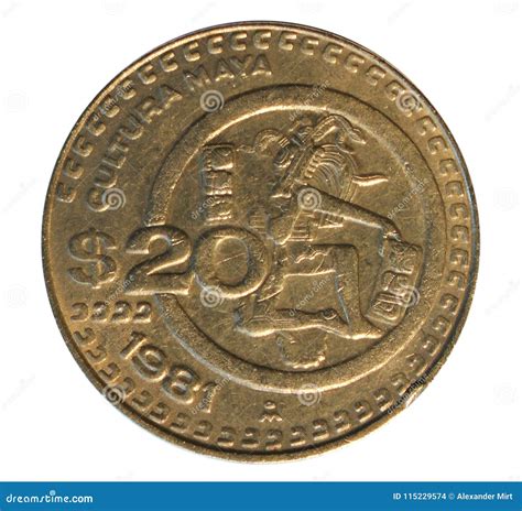 Twenty Peso Coin. Bank of Mexico Stock Photo - Image of achievement ...