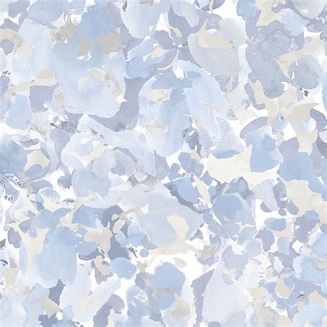 FW36825 | Watercolor Floral Blue & Grey Wallpaper