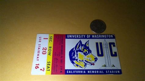 1951 WASHINGTON vs CALIFORNIA COLLEGE FOOTBALL GAME TICKET STUB HUSKIES BEARS UW | eBay