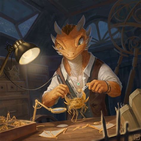 Male kobold dragon dragonborn orangeskin artificer tinkerer | Dungeons and dragons art, Dungeons ...