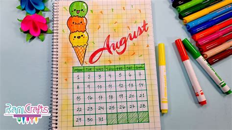 DIY - August Calendar - Bullet journal, decoration, organization ideas. - YouTube