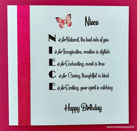 Niece Poem Birthday Card Special Niece Birthday Amazing | Etsy