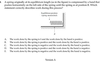 Solved 1. A spring originally at its equilibrium length (as | Chegg.com