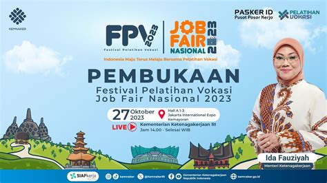 [LIVE] PEMBUKAAN FESTIVAL PELATIHAN VOKASI DAN JOB FAIR NASIONAL 2023 - YouTube