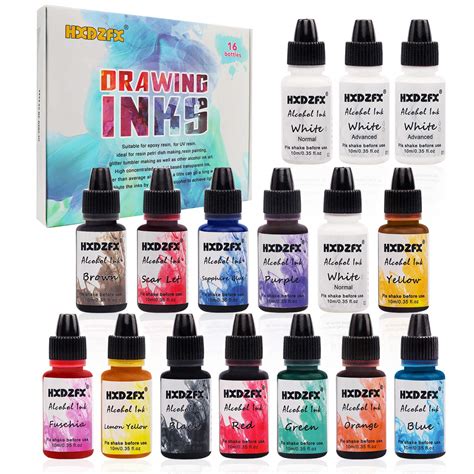 Buy Alcohol Ink Set - 16 Vibrant Colors High Concentrated Alcohol ...