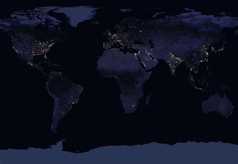 Global map of Earth at night in 2016, showcasing a composite view of... | Download Scientific ...