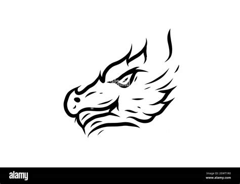 Line art drawing of Dragon head design Stock Vector Image & Art - Alamy