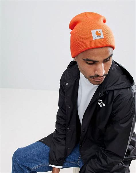 Carhartt Wip Watch Beanie In Orange - Orange | ModeSens | Carhartt ...