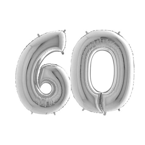 Number 60- Silver Balloon 40 inch Giant Foil Number Balloons - Party Balloons (View amazon ...