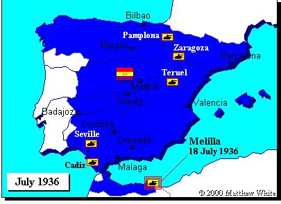 Map of the Spanish Civil War | Spanish, Melilla, Civil war