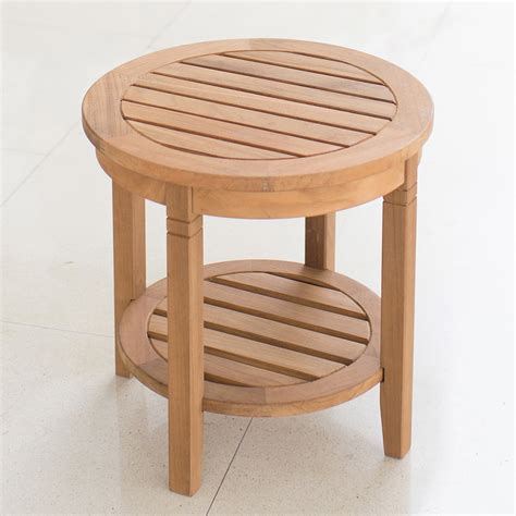Willem Solid Teak Wood Patio Round Side Table - Walmart.com