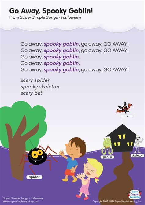 Go Away, Spooky Goblin! Lyrics Poster - Super Simple