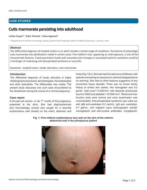 (PDF) Cutis marmorata persisting into adulthood