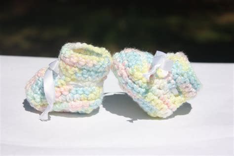 Rainbow Crochet Baby Set Crochet Baby Gift Set Newborn Booties and Hat Set Baby Bootie Hat Set ...