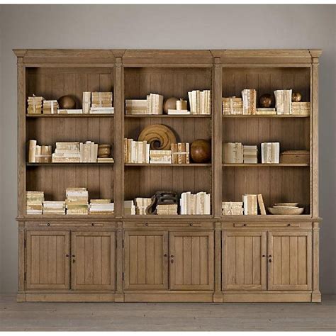 Restoration Hardware Library Triple Bookcase in Solid Oak - AptDeco | Shelving, Bookcase wall ...