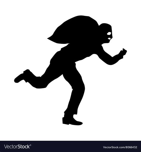 Robber silhouette black Royalty Free Vector Image