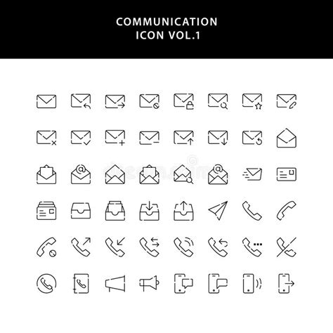 Communication Outline Icon Set Stock Vector - Illustration of computer ...