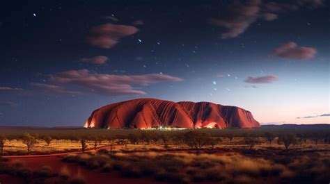 Premium AI Image | Night view of Uluru Ayers Rock