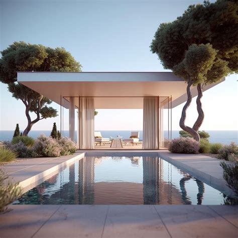 Premium AI Image | 3D Luxury house design with pool