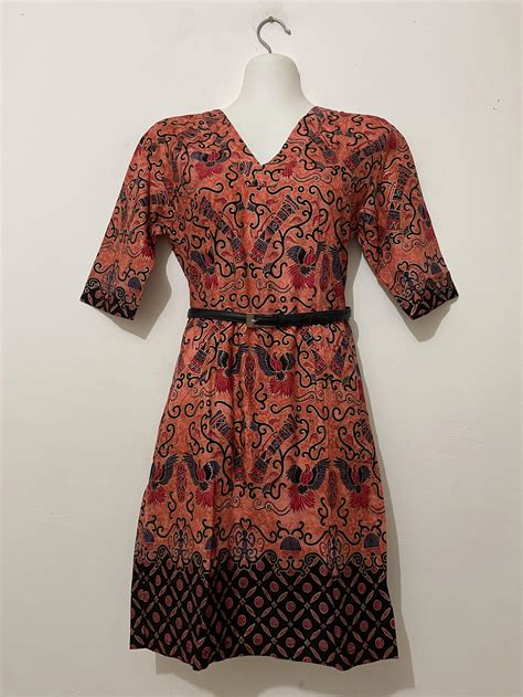 Dress Batik Papua Orange, Fesyen Wanita, Pakaian Wanita, Gaun & Rok di ...