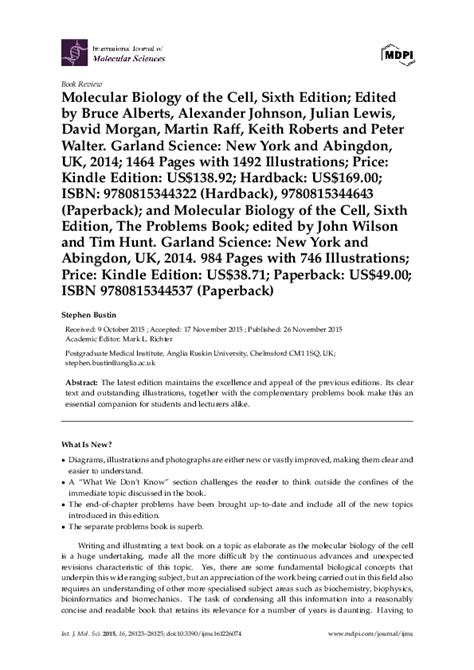 (PDF) Molecular Biology of the Cell, Sixth Edition; Edited | Sydney Neely - Academia.edu