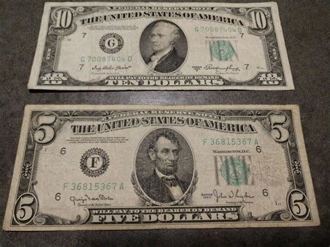 1950 $5 DOLLAR BILL 1950 A $10 DOLLAR BILL OLD US PAPER MONEY *CURRENCY* | #1990226367