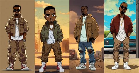 Lexica - Hip hop art style Kanye West boondocks full body