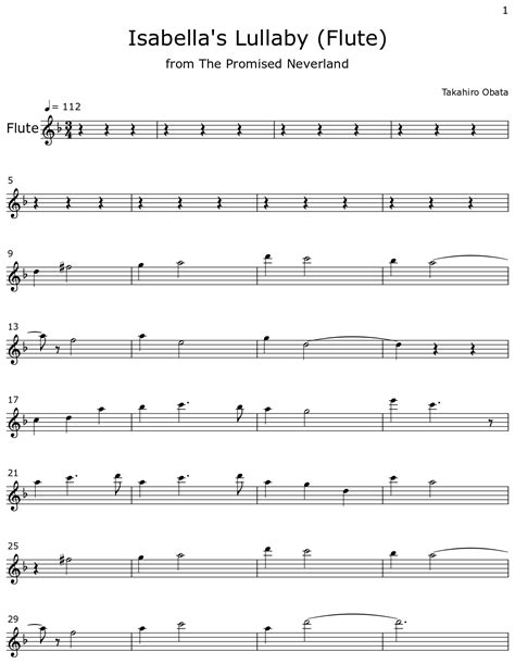 Isabella's Lullaby (Flute) - Sheet music for Flute