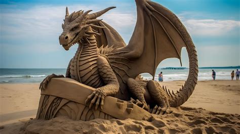 Premium AI Image | Sand sculpture of a dragon