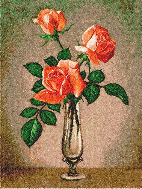 Rose in vase photo stitch free embroidery design - Free embroidery designs links and download ...