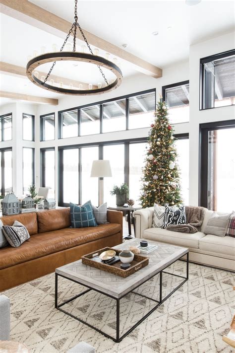 A Very Mountain Home Christmas | Living room leather, Brown living room, Living room interior