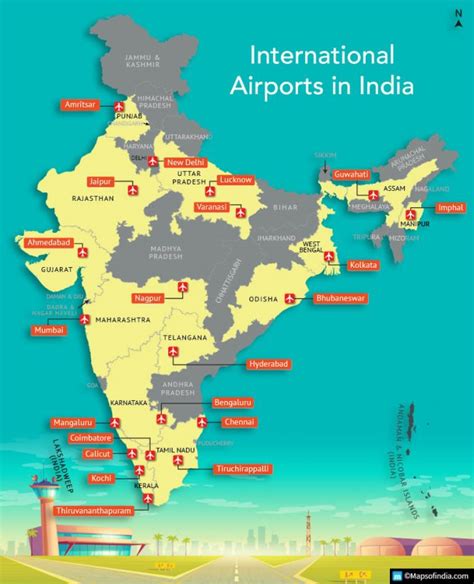 International Airports Map Of India Airport Map India Map India ...